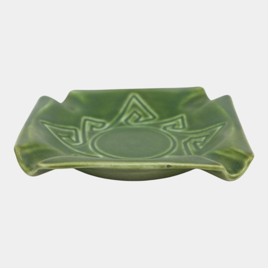 Rookwood 1904 Vintage Pottery Z Line Art Deco Matte Green Geometric Ashtray 490