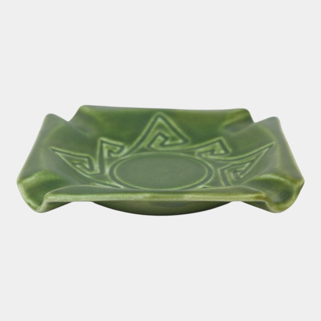 Rookwood 1904 Vintage Pottery Z Line Art Deco Matte Green Geometric Ashtray 490