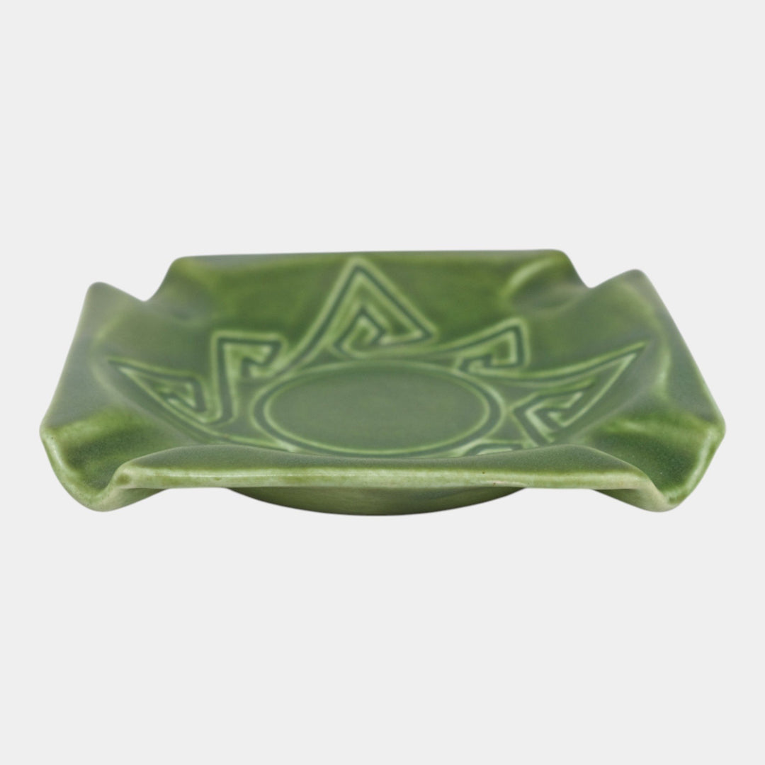 Rookwood 1904 Vintage Pottery Z Line Art Deco Matte Green Geometric Ashtray 490