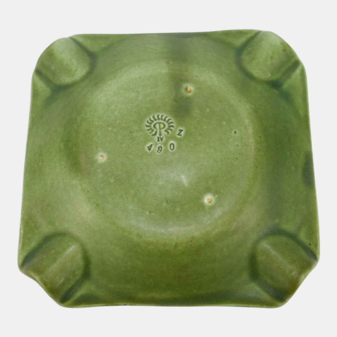 Rookwood 1904 Vintage Pottery Z Line Art Deco Matte Green Geometric Ashtray 490