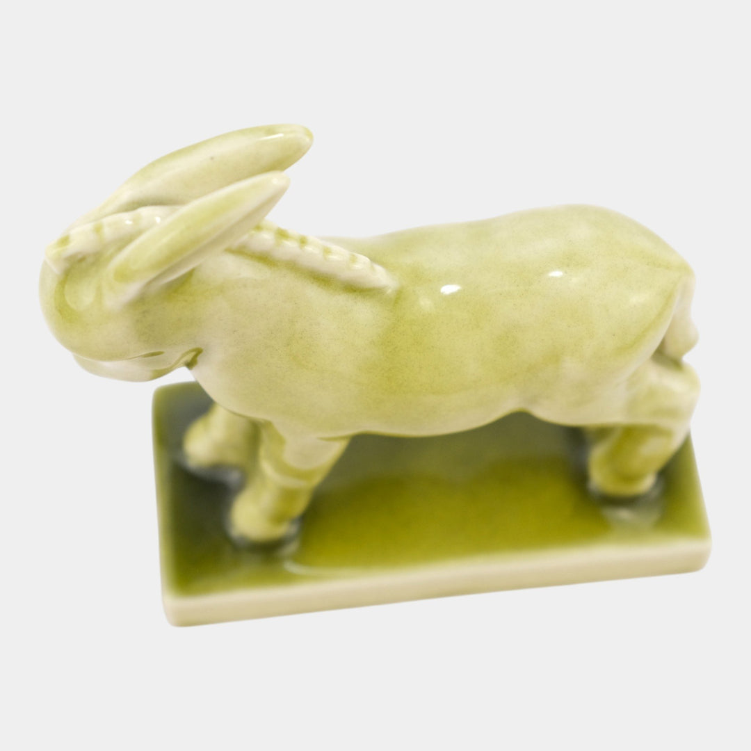 Rookwood 1945 Vintage Green Donkey Ceramic Paperweight Figurine 6241