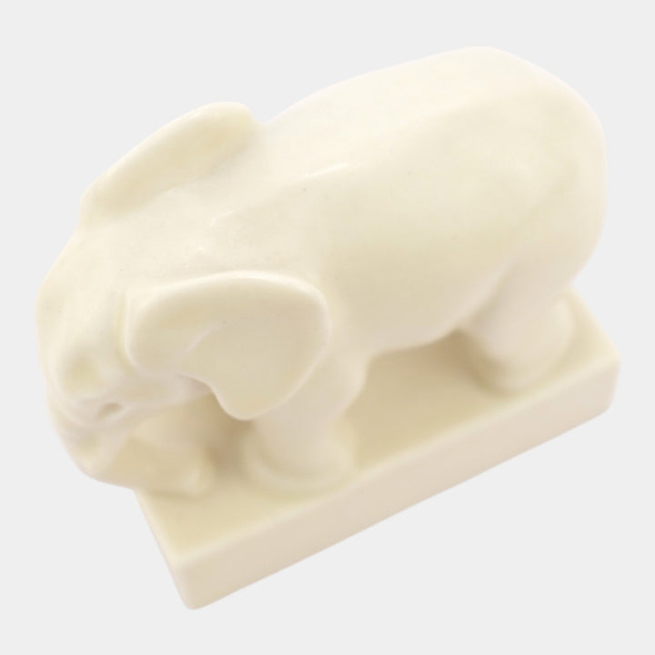 Rookwood 1936 Vintage Art Pottery White Ceramic Elephant Paperweight 6488
