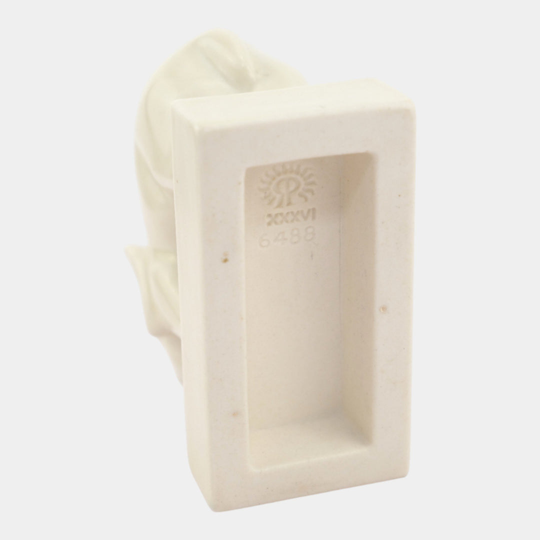 Rookwood 1936 Vintage Art Pottery White Ceramic Elephant Paperweight 6488