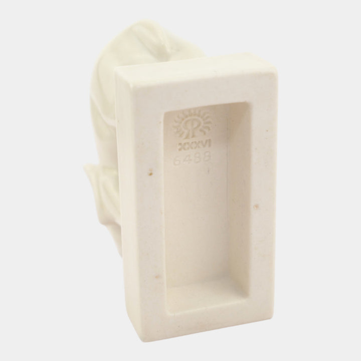 Rookwood 1936 Vintage Art Pottery White Ceramic Elephant Paperweight 6488