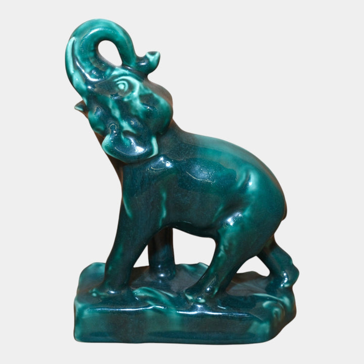 Rookwood 1948 Mid Century Modern Art Pottery Green Elephant Ceramic Bookend 6124
