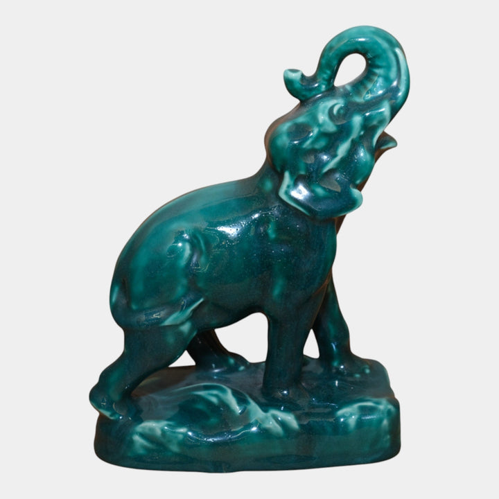 Rookwood 1948 Mid Century Modern Art Pottery Green Elephant Ceramic Bookend 6124