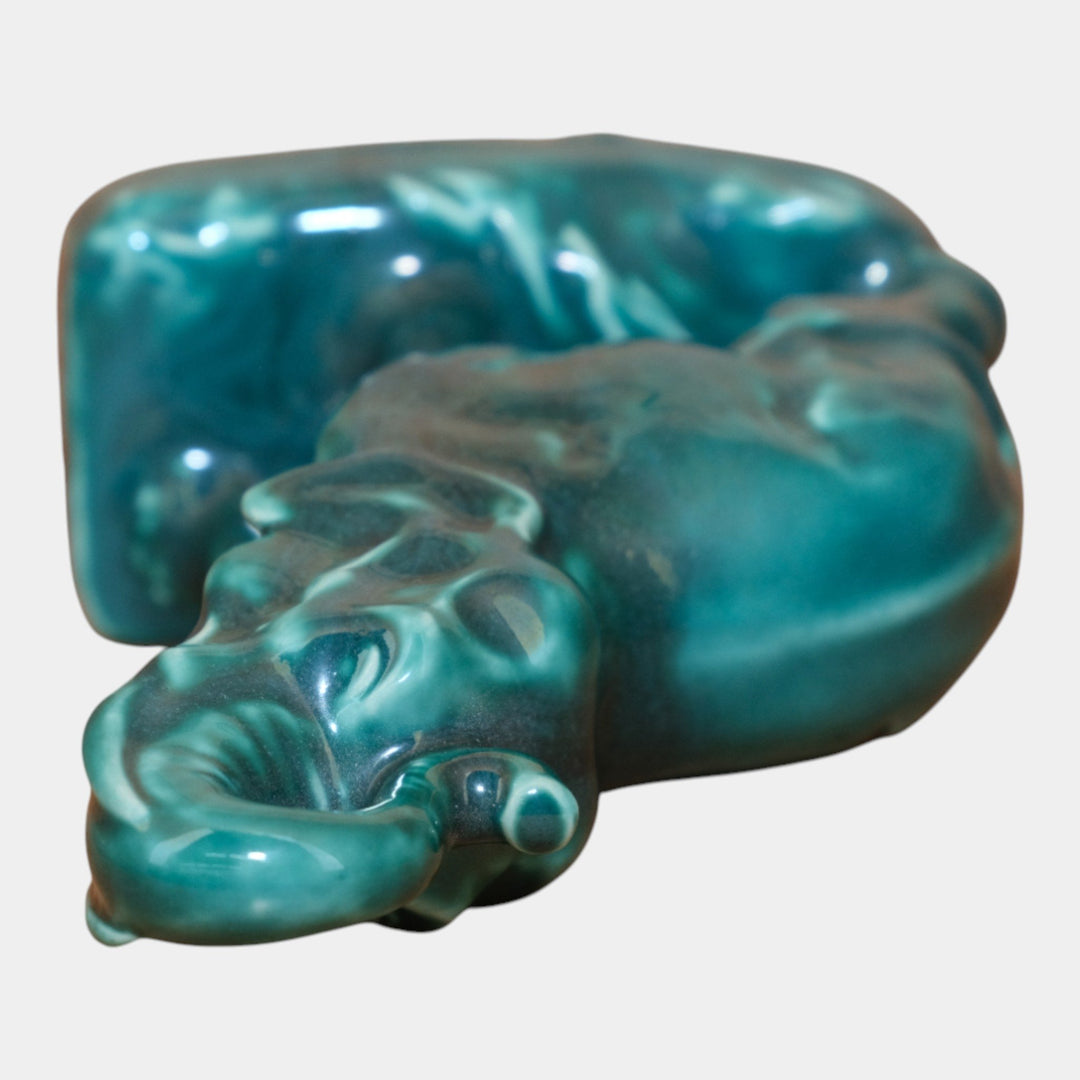 Rookwood 1948 Mid Century Modern Art Pottery Green Elephant Ceramic Bookend 6124