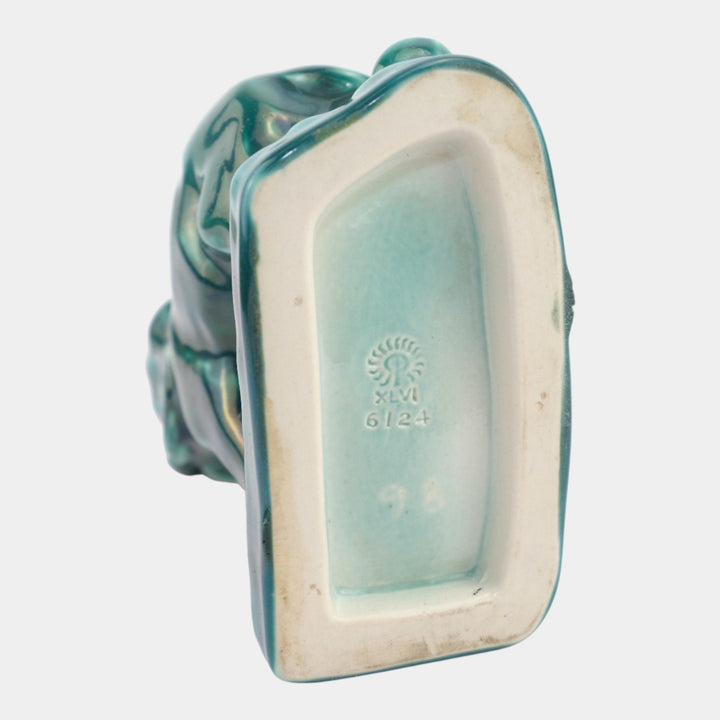 Rookwood 1948 Mid Century Modern Art Pottery Green Elephant Ceramic Bookend 6124