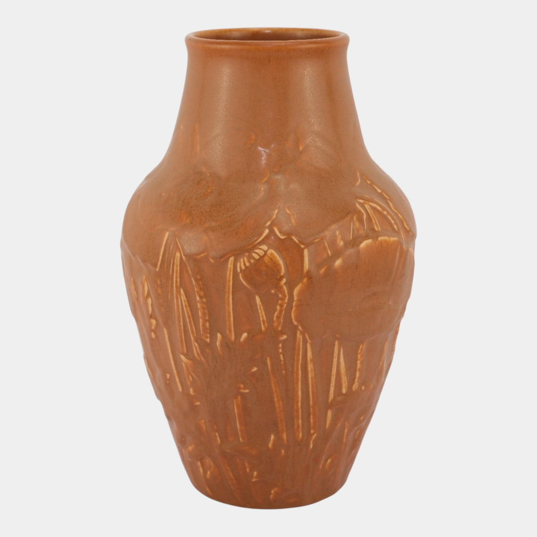 Rookwood 1931 Vintage Arts And Crafts Dark Orange Floral Pottery Vase 6006 - Just Art Pottery