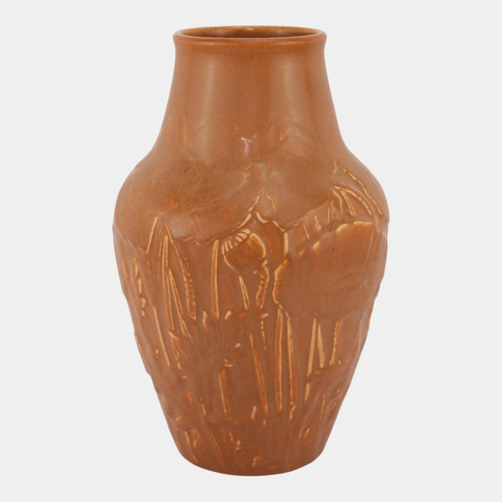 Rookwood 1931 Vintage Arts And Crafts Dark Orange Floral Pottery Vase 6006 - Just Art Pottery
