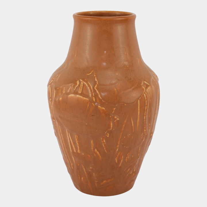 Rookwood 1931 Vintage Arts And Crafts Dark Orange Floral Pottery Vase 6006 - Just Art Pottery