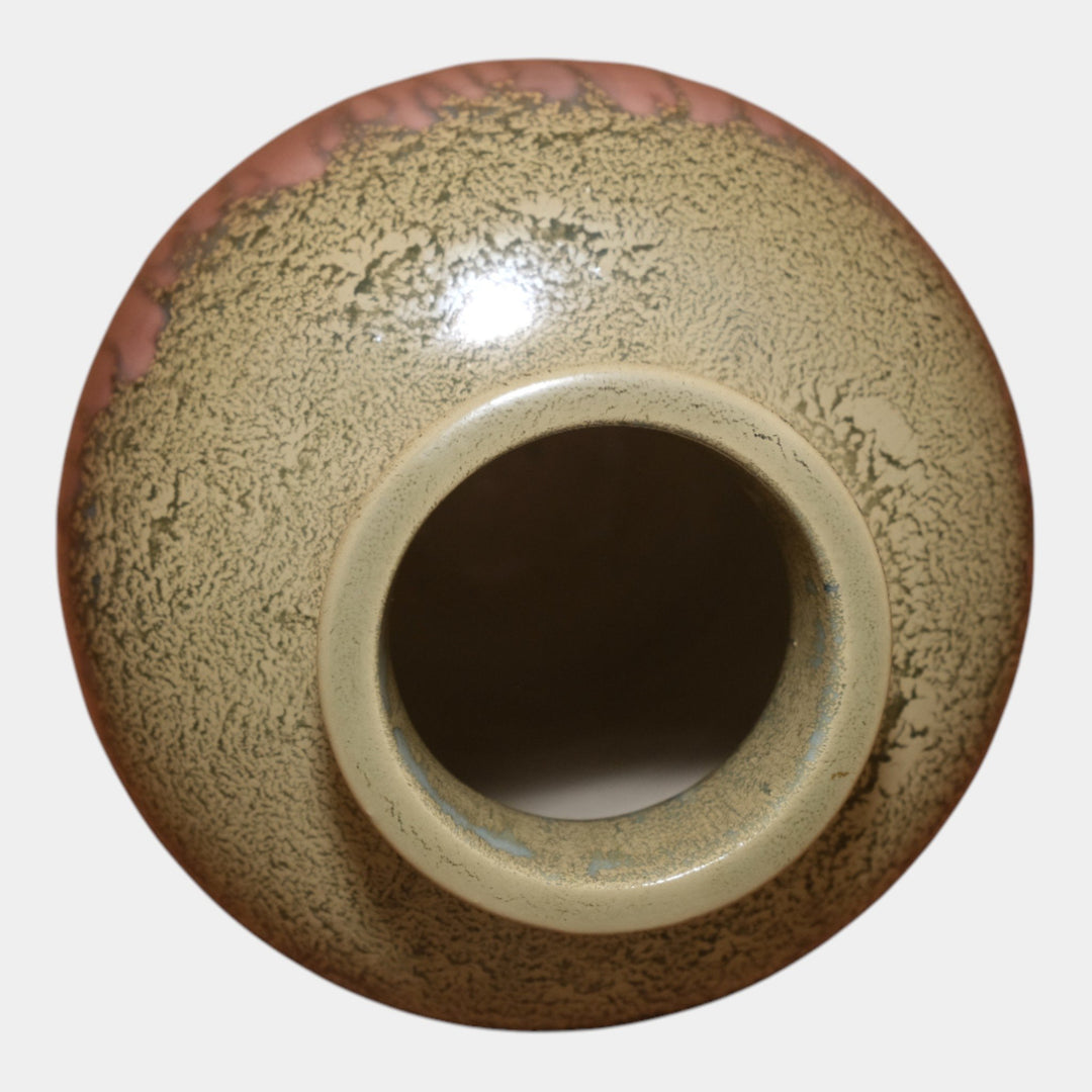 Awaji Japanese Art Pottery Ceramic Mottled Green Purple Drip Glaze Vase - Just Art Pottery