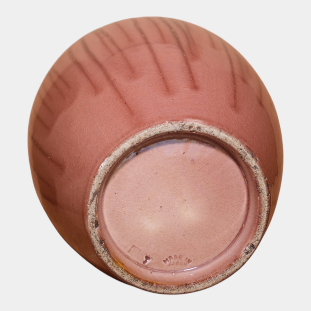 Awaji Japanese Art Pottery Ceramic Mottled Green Purple Drip Glaze Vase - Just Art Pottery