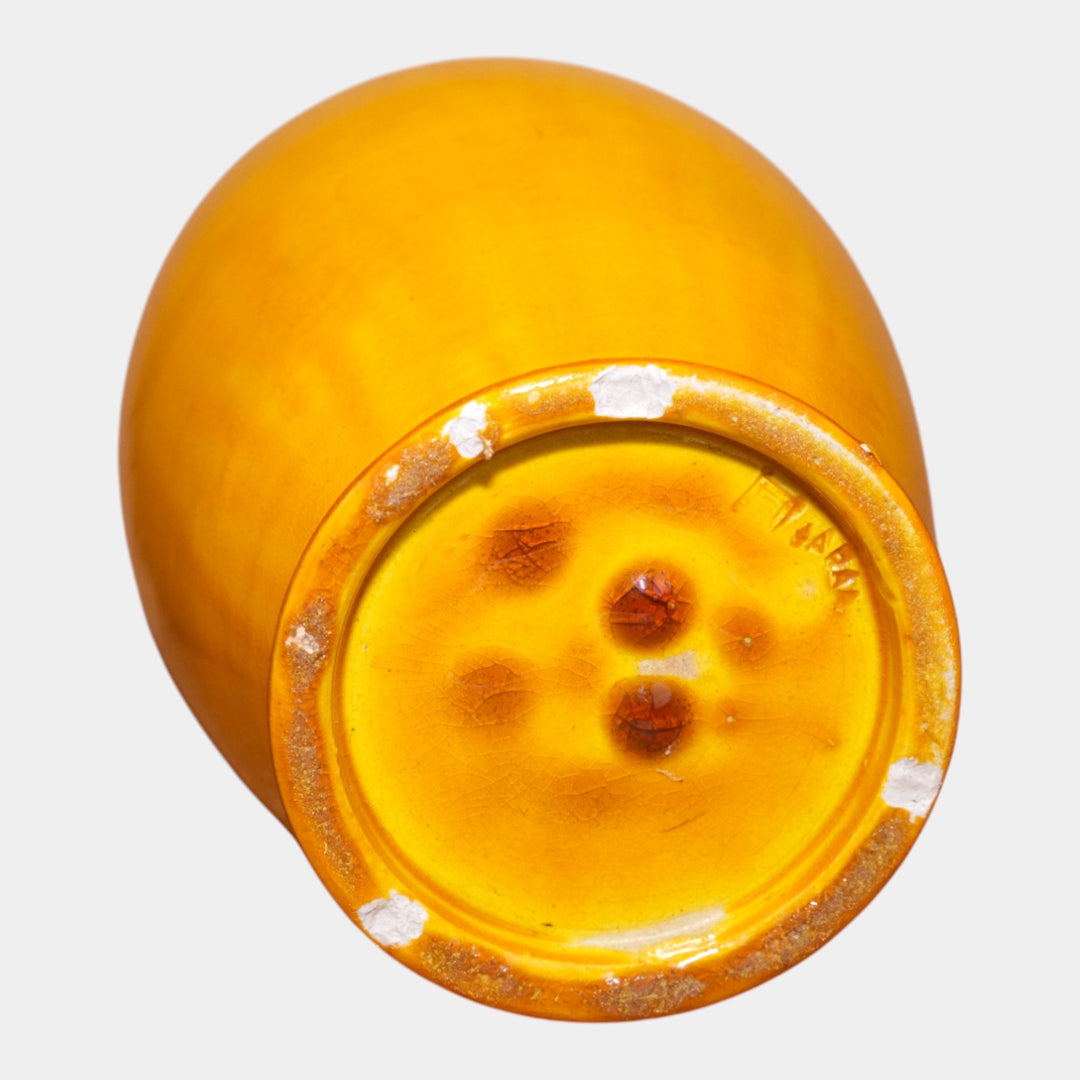 Awaji Japanese 1920s Art Pottery Golden Yellow Arts And Crafts Shouldered Vase - Just Art Pottery