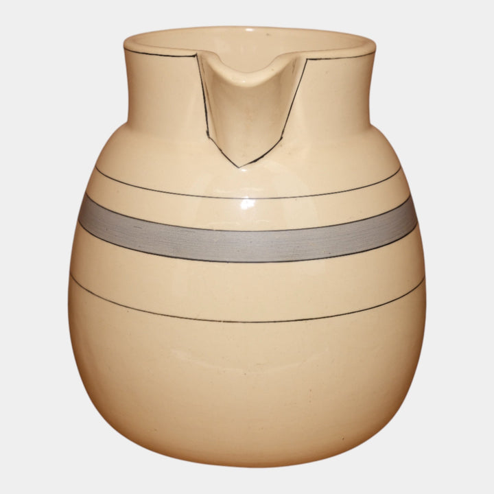 Roseville Pottery Creamware Utility Ware 1920 Gray Banded Art Deco Pitcher