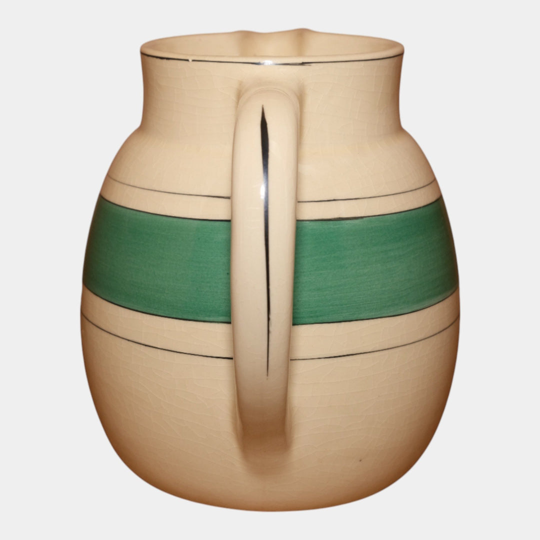 Roseville Pottery Creamware Utility Ware 1920 Gray Banded Art Deco Pitcher