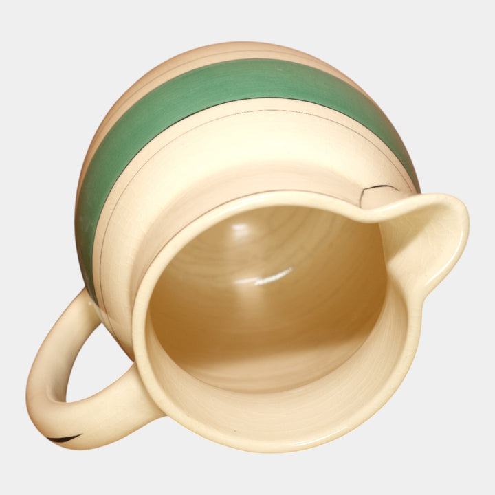 Roseville Pottery Creamware Utility Ware 1920 Gray Banded Art Deco Pitcher