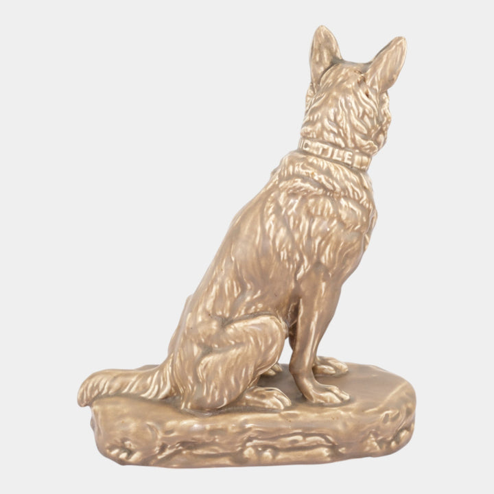 Mosaic Tile Company Art Pottery Matte Brown German Shepard Dog Figurine Statue