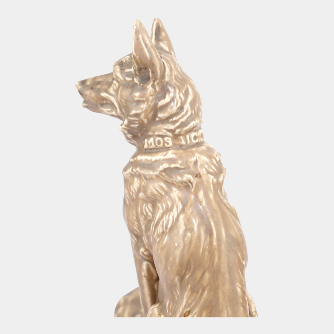 Mosaic Tile Company Art Pottery Matte Brown German Shepard Dog Figurine Statue