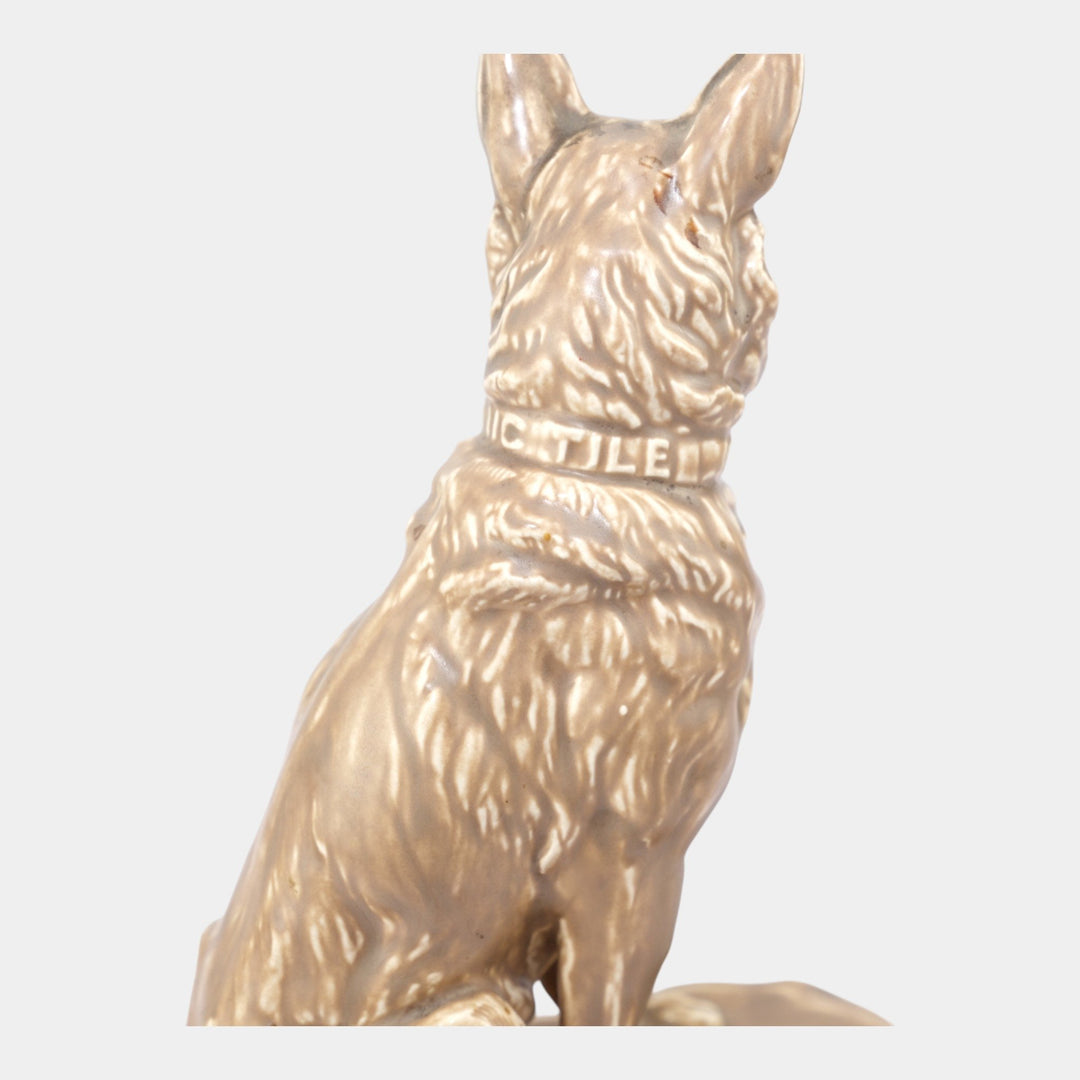 Mosaic Tile Company Art Pottery Matte Brown German Shepard Dog Figurine Statue