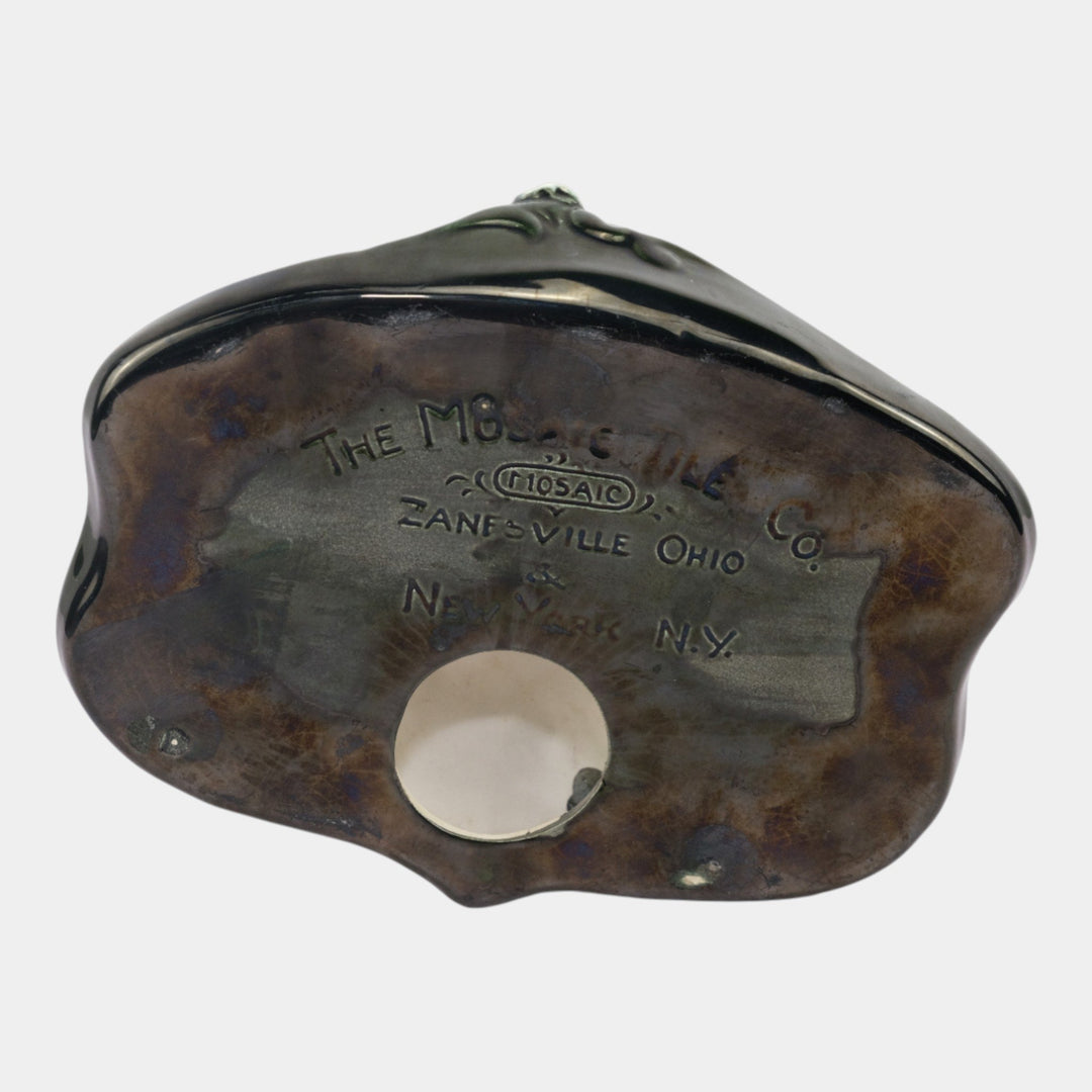 Mosaic Tile Company Zanesville Pottery White Black Terrier Dog Pin Tray