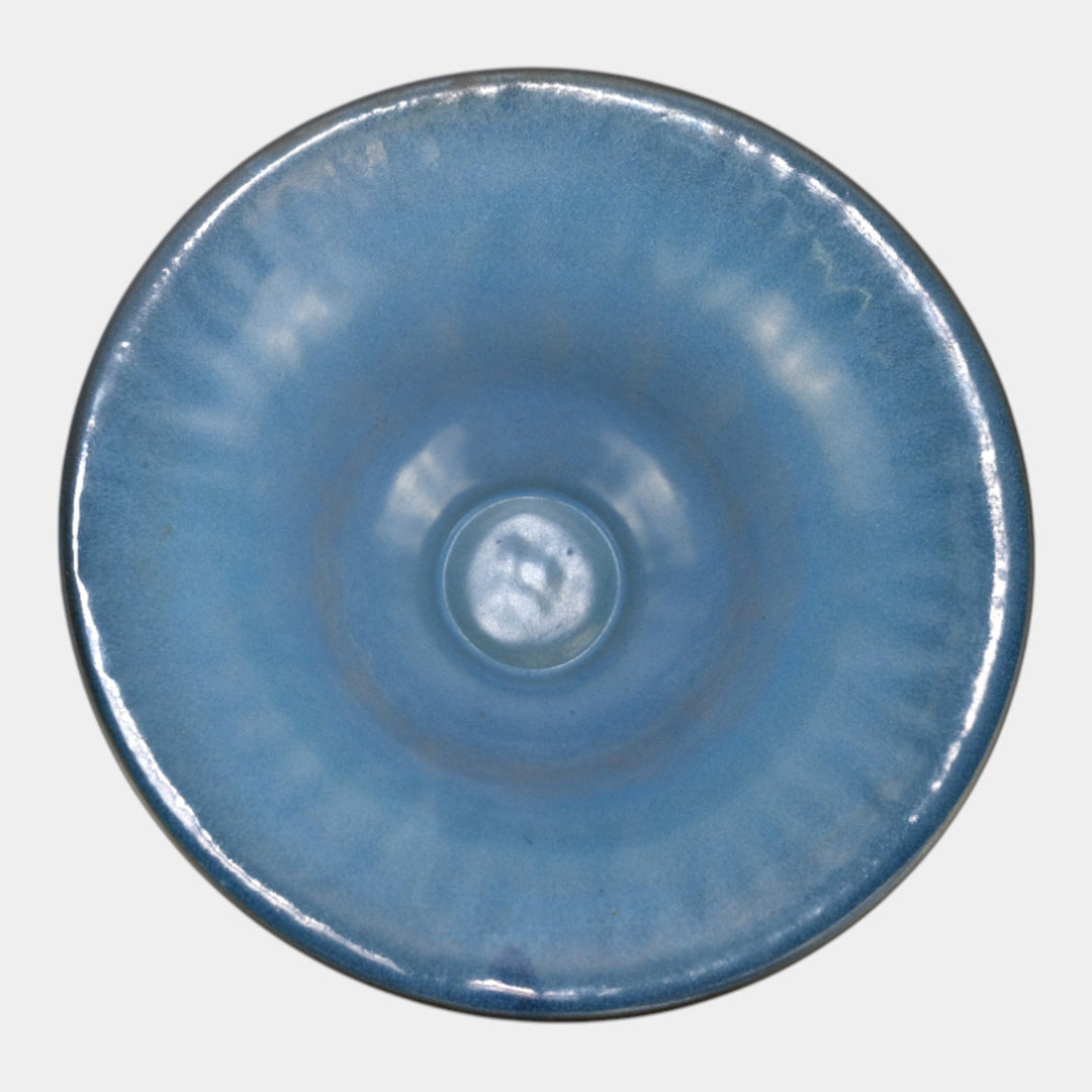 Marblehead Pottery Mottled Blue Arts And Crafts Tree Of Life Flared Rim Bowl