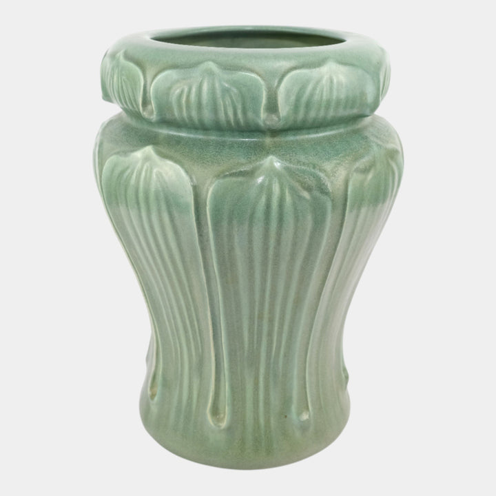 Royal Haeger Modern Deco Art Pottery Green Broad Leaf Design Ceramic Vase