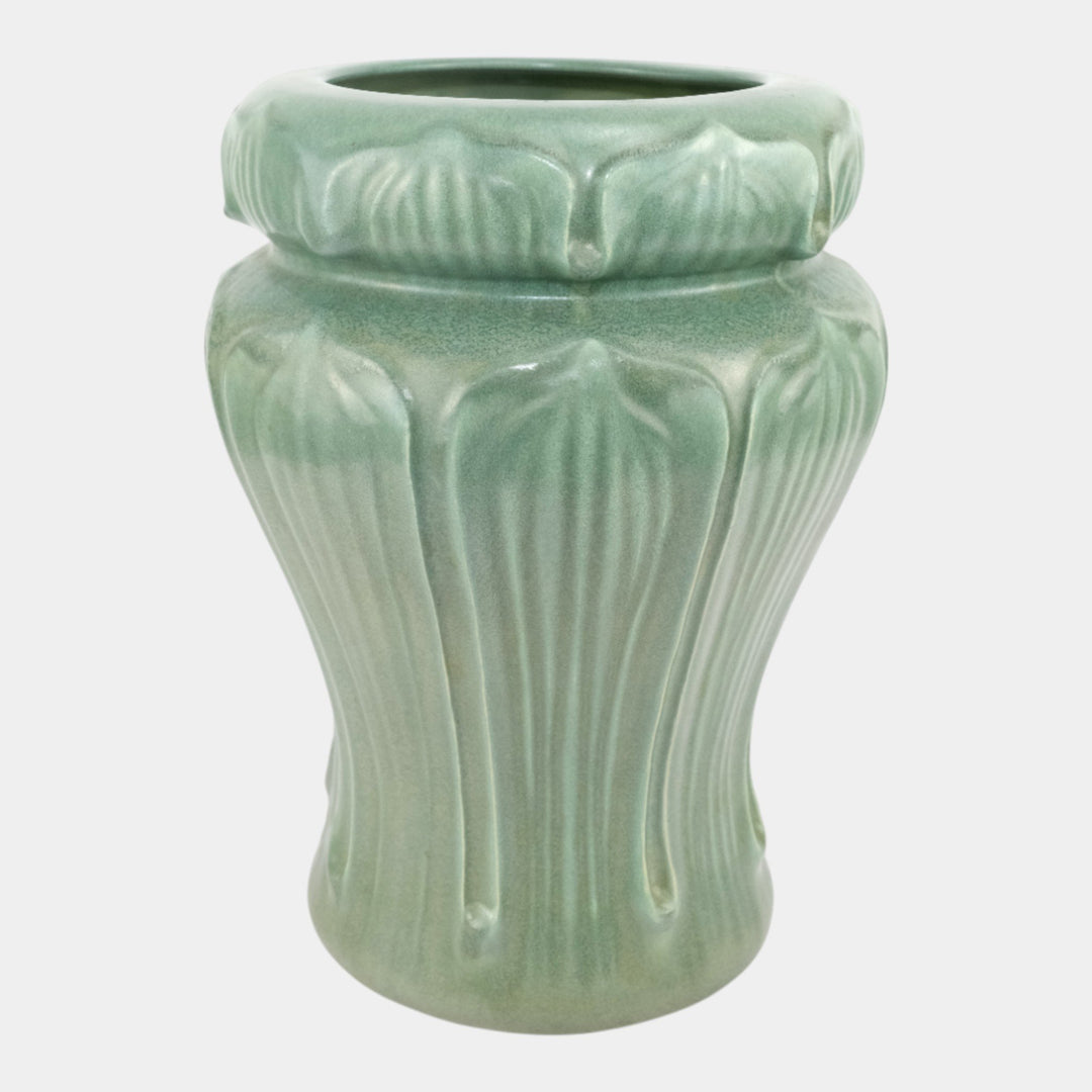 Royal Haeger Modern Deco Art Pottery Green Broad Leaf Design Ceramic Vase