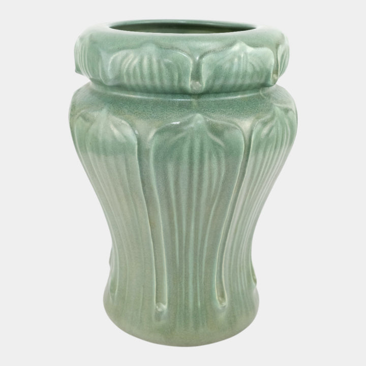 Royal Haeger Modern Deco Art Pottery Green Broad Leaf Design Ceramic Vase