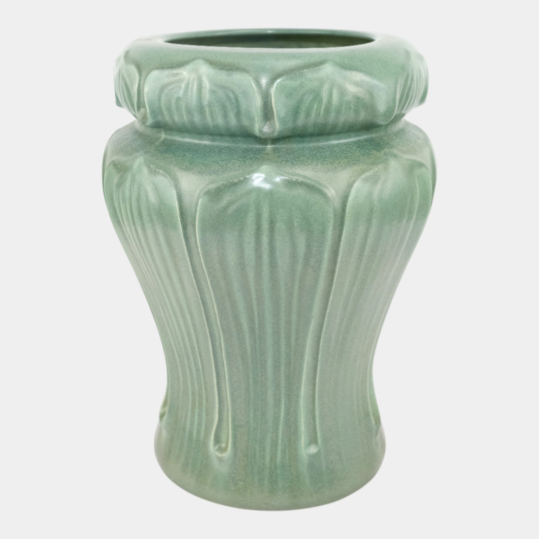 Royal Haeger Modern Deco Art Pottery Green Broad Leaf Design Ceramic Vase