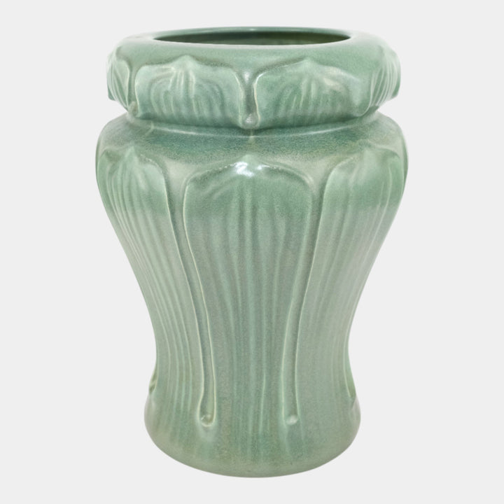 Royal Haeger Modern Deco Art Pottery Green Broad Leaf Design Ceramic Vase