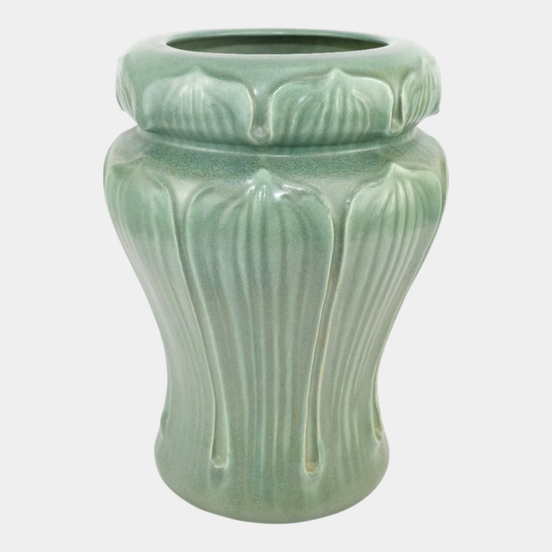 Royal Haeger Modern Deco Art Pottery Green Broad Leaf Design Ceramic Vase