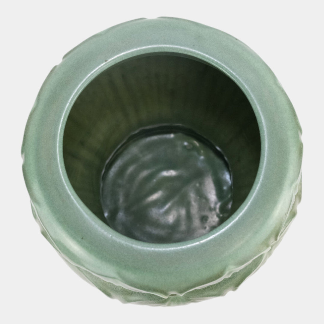 Royal Haeger Modern Deco Art Pottery Green Broad Leaf Design Ceramic Vase