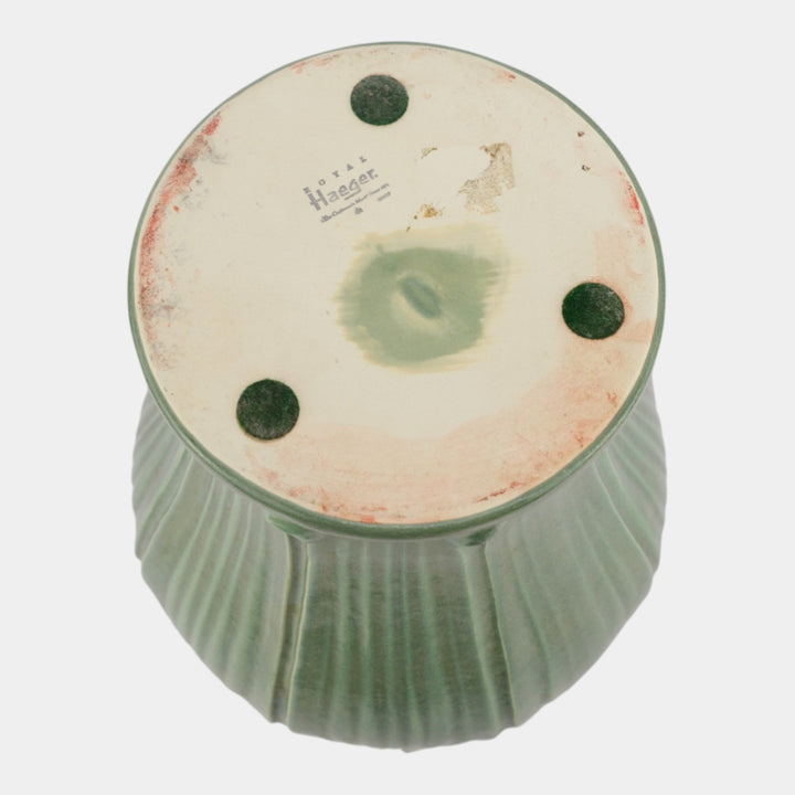 Royal Haeger Modern Deco Art Pottery Green Broad Leaf Design Ceramic Vase