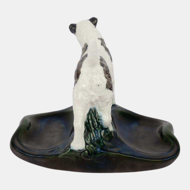 Mosaic Tile Company Zanesville Pottery White Black Terrier Dog Pin Tray