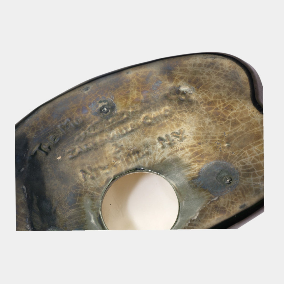 Mosaic Tile Company Zanesville Pottery White Black Terrier Dog Pin Tray