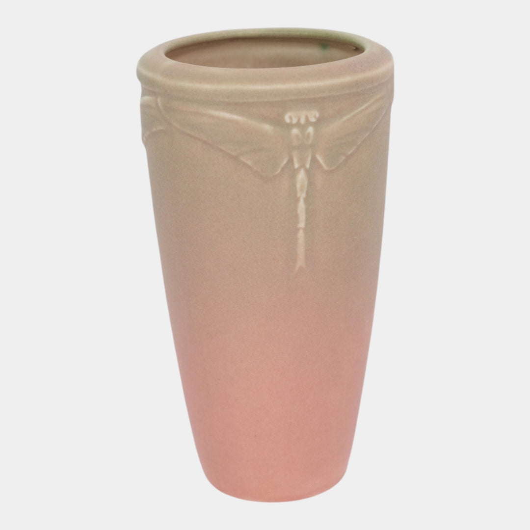Rookwood 1921 Vintage Arts And Crafts Pottery Pink Dragonfly Ceramic Vase 1894