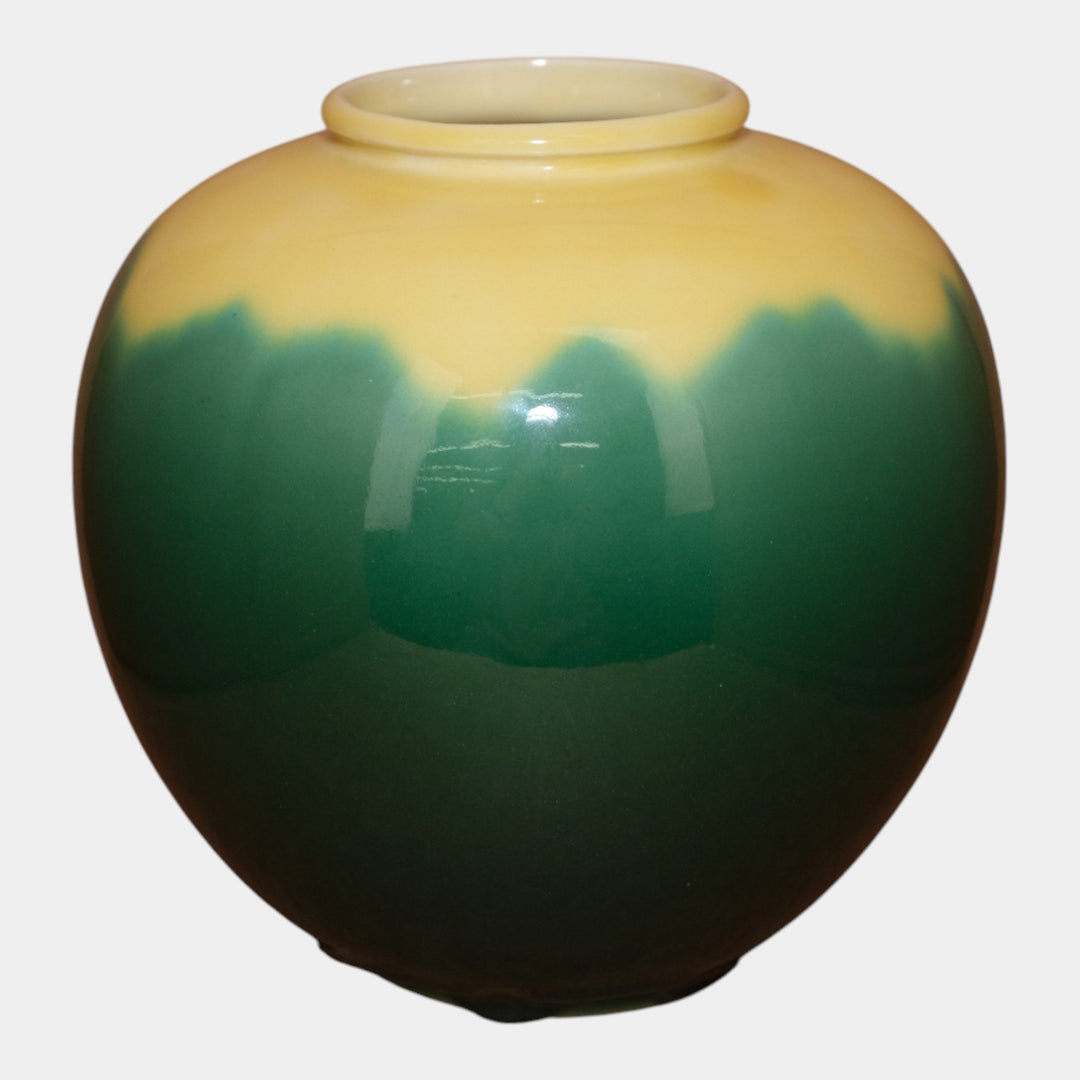 Rookwood 1949 Mid Century Modern Art Pottery Yellow And Green Ceramic Vase 6204C