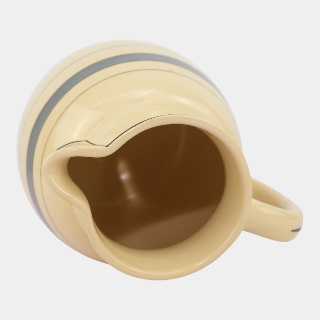 Roseville Pottery Creamware Utility Ware 1920 Gray Banded Art Deco Pitcher