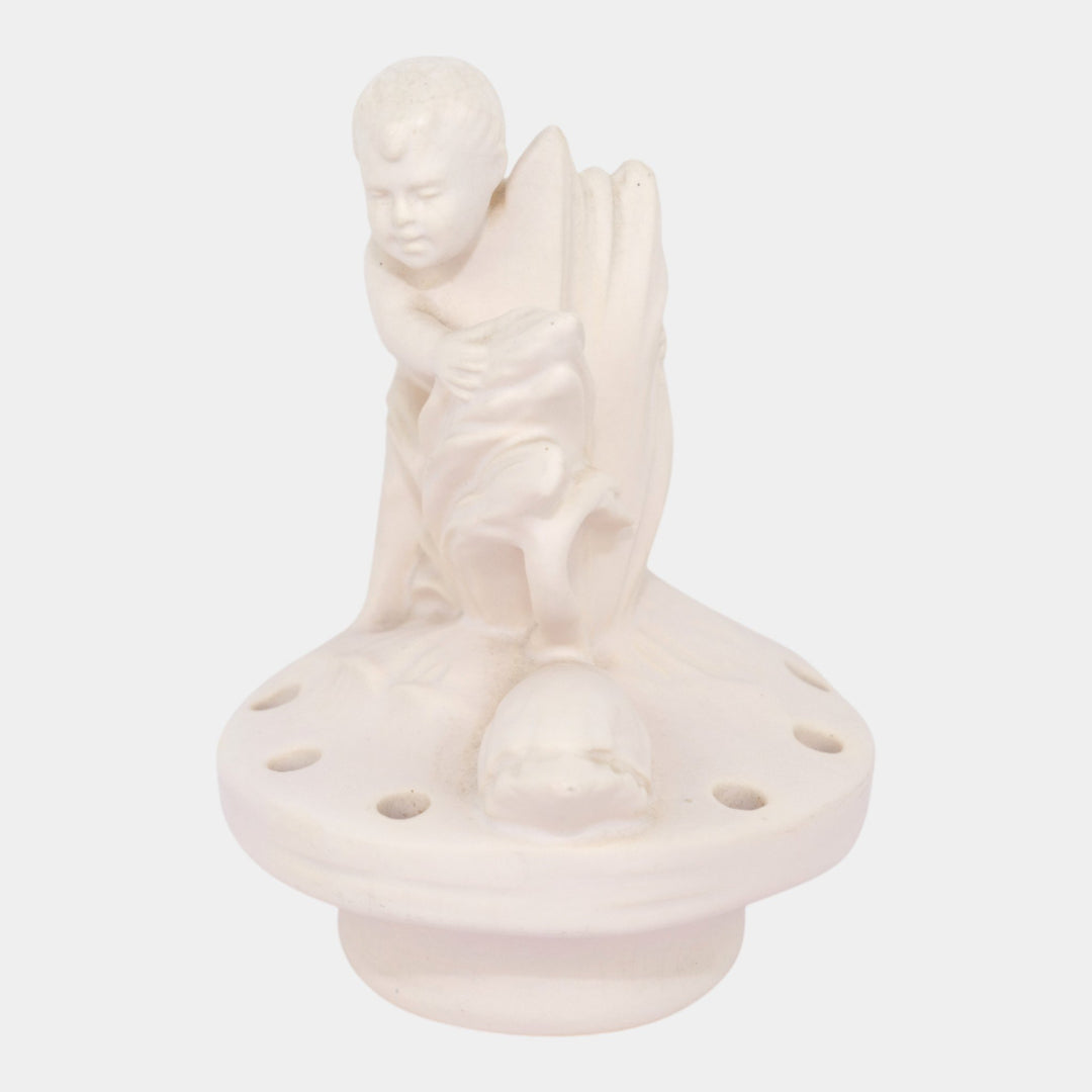 Weller Hobart Vintage Art Pottery Ceramic White Flower Frog Child Swan Figurine