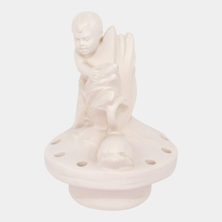 Weller Hobart Vintage Art Pottery Ceramic White Flower Frog Child Swan Figurine