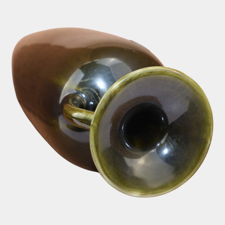 JST & Co. Keene Hampshire Pottery Vintage Art Pottery Green Slender Handled Vase