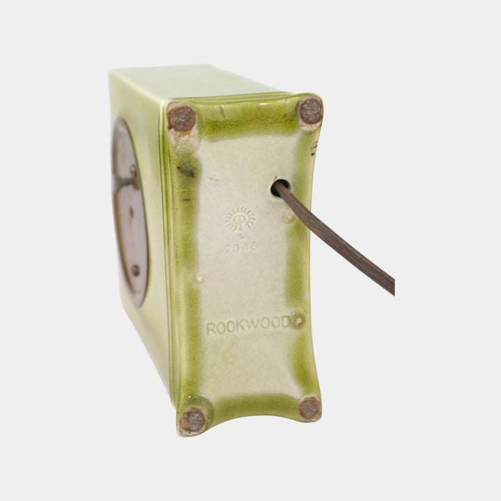 Rookwood 1950 Vintage Mid Century Pottery Green Ceramic Electric Clock 7046