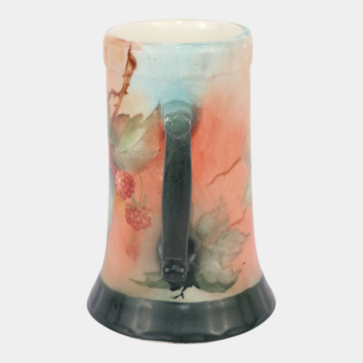 JST & Co. Keene Hampshire Pottery Hand Painted Floral Berry Ceramic Mug