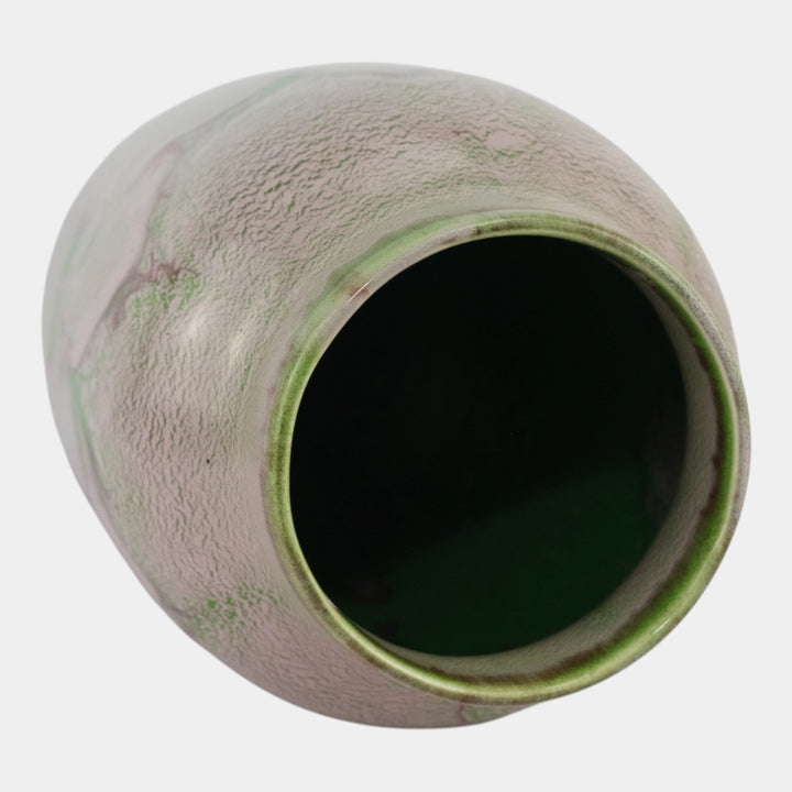 Weller Greenbriar Early 1930s Art Deco Pottery Marbled Green Drip Floor Vase