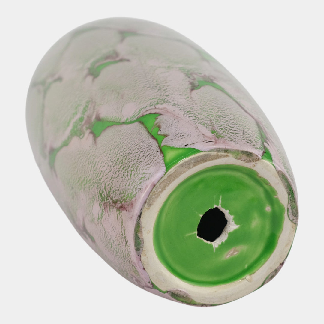 Weller Greenbriar Early 1930s Art Deco Pottery Marbled Green Drip Floor Vase