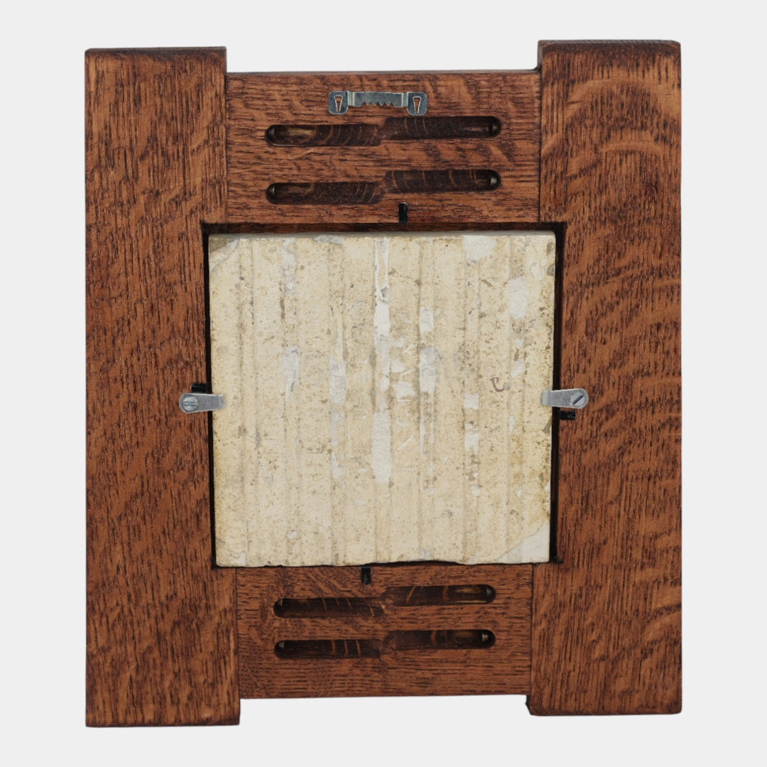 Minton Stoke On Trent English Art Nouveau Art Pottery Green Floral Framed Tile