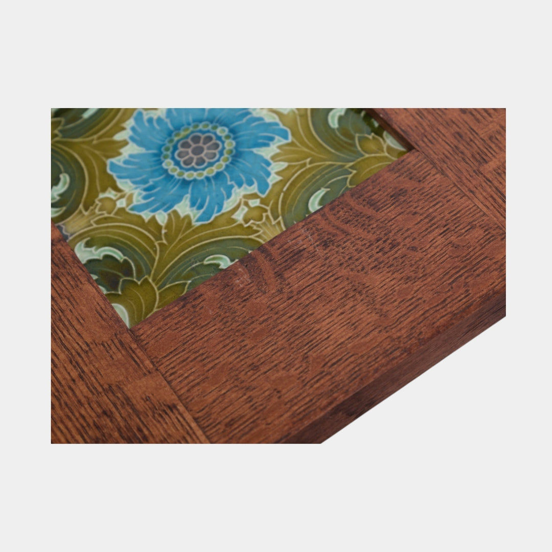 Minton Stoke On Trent English Art Nouveau Art Pottery Green Floral Framed Tile