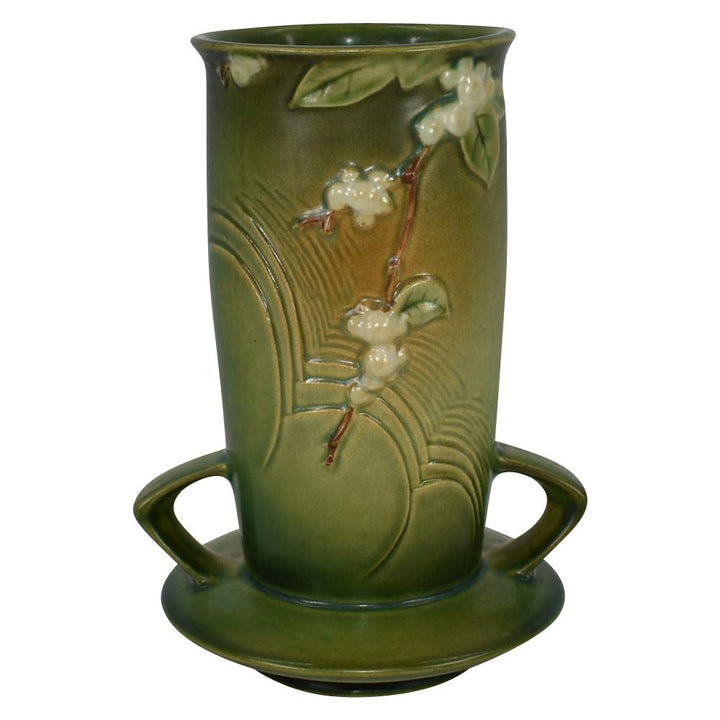 Roseville Snowberry Trial Glaze 1947 Vintage Matte Olive Green Vase 1V1-8