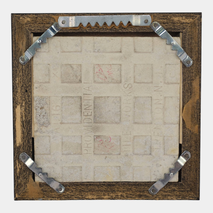 Providential Tile Works Art Pottery Green Majolica Portrait Framed Ceramic Tile